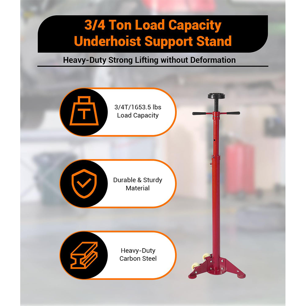 Garvee 3/4 Ton Underhoist Support Stand - 1655 lbs Capacity Jack Stand with 38.4" to 75.4" Lifting Range for Vehicle Lifting and Support, Black