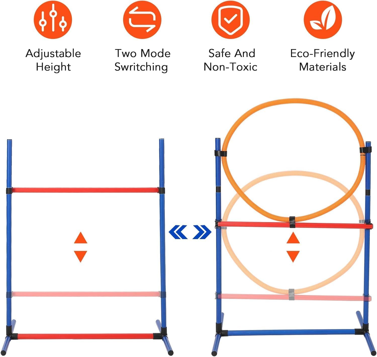 Garvee Dog Agile Course Backyard Set - Complete Obstacle Kit with Adjustable Hurdles & Tunnel - Durable ABS & Tear-Resistant Fabric - Portable Storage Bags - Indoor & Outdoor Training