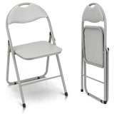 Garvee Folding Chairs 2 Pack, Outdoor & Indoor Event Portable Metal Folding Chairs with Cushion, Non-Slip Feet Pads Stackable Chairs, Grey - Grey a