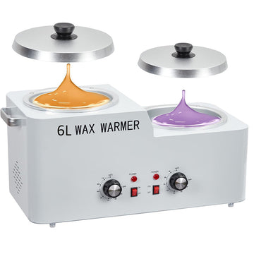 Garvee 6L Large Wax Warmer for Hair Removal, 15 Mins Quick Wax Melting Professional Wax Pot Warmer Kit for All Hair Types Including Facial, Legs, Bikini,White Wax Warmer Double