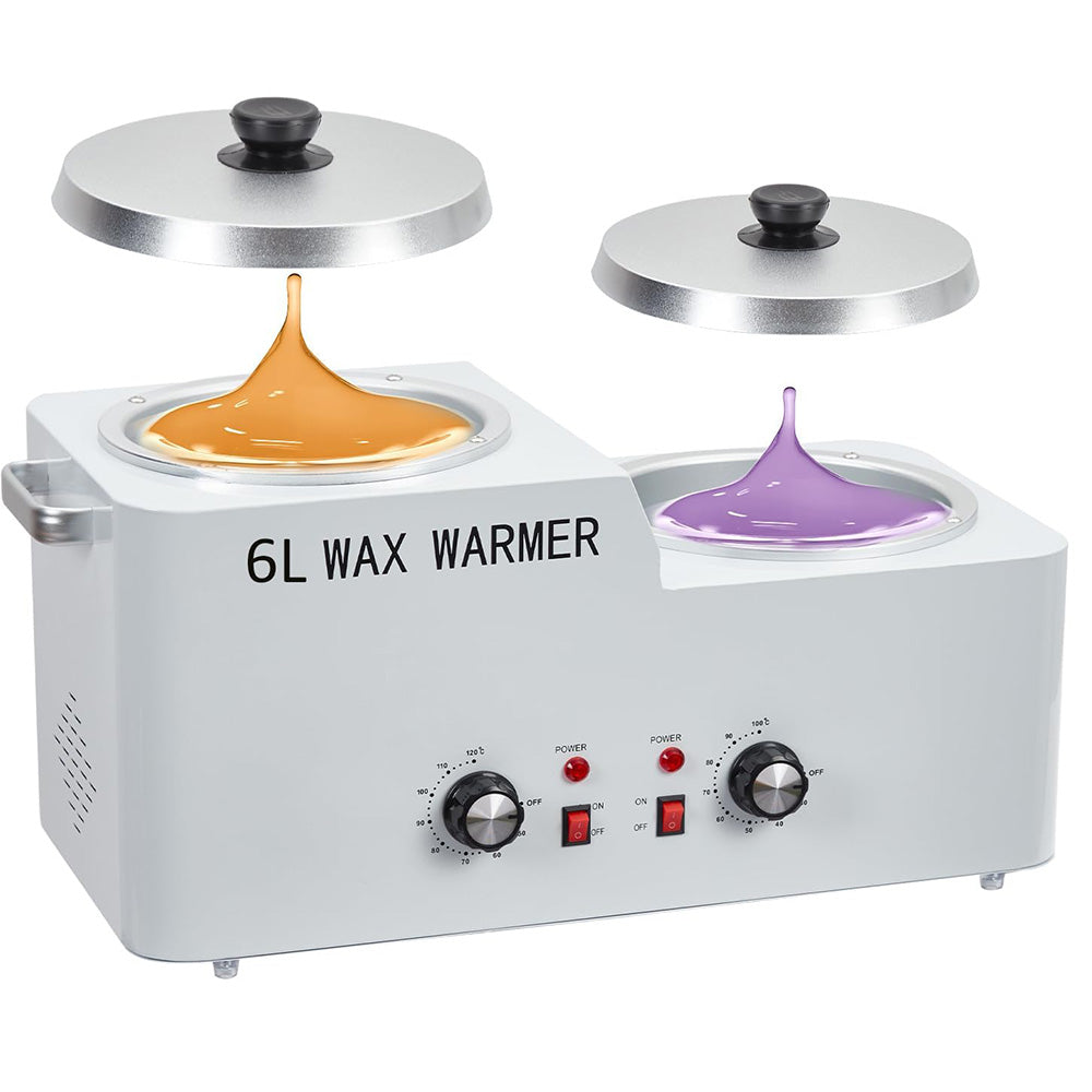 Garvee 6L Large Wax Warmer for Hair Removal, 15 Mins Quick Wax Melting Professional Wax Pot Warmer Kit for All Hair Types Including Facial, Legs, Bikini,White Wax Warmer Double