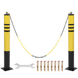 Garvee Safety Bollard - 42 Inch Height, Yellow Powder Coat, 2 Pack, Includes 8 Free Anchor Bolts, Ideal for Traffic-Sensitive Areas.