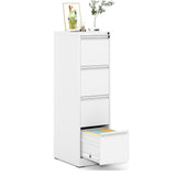 Garvee 4-Drawer File Cabinet with Lock, Heavy Duty Vertical Filing Cabinets for Home Office, Secure Locking Metal Steel Storage Cabinet for Letter/Legal Size File, Assembly Required, White - White