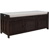 Garvee Entryway Shoe Bench with Shutter-Shaped Door Metal Handle Removable Seat Large Storage Espresso - Espresso