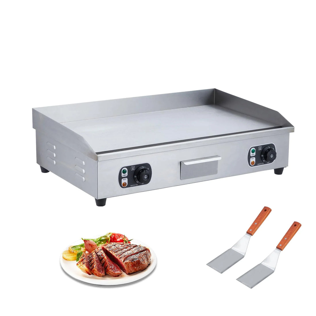 Garvee 29 Inch Commercial Electric Griddle Flat Top Grill Stainless Steel Teppanyaki Grill 3000W 110V Black