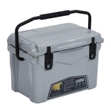Garvee 20 Qt Rotomolded Hard Cooler – Portable Insulated Ice Chest with Heavy Duty Handle, 5-Day Ice Retention, Metal Cup Holder, Fish Ruler, Drain Plug, Leak-Proof Design for Camping, Beach, Picnic, BBQ, Fishing - Gray