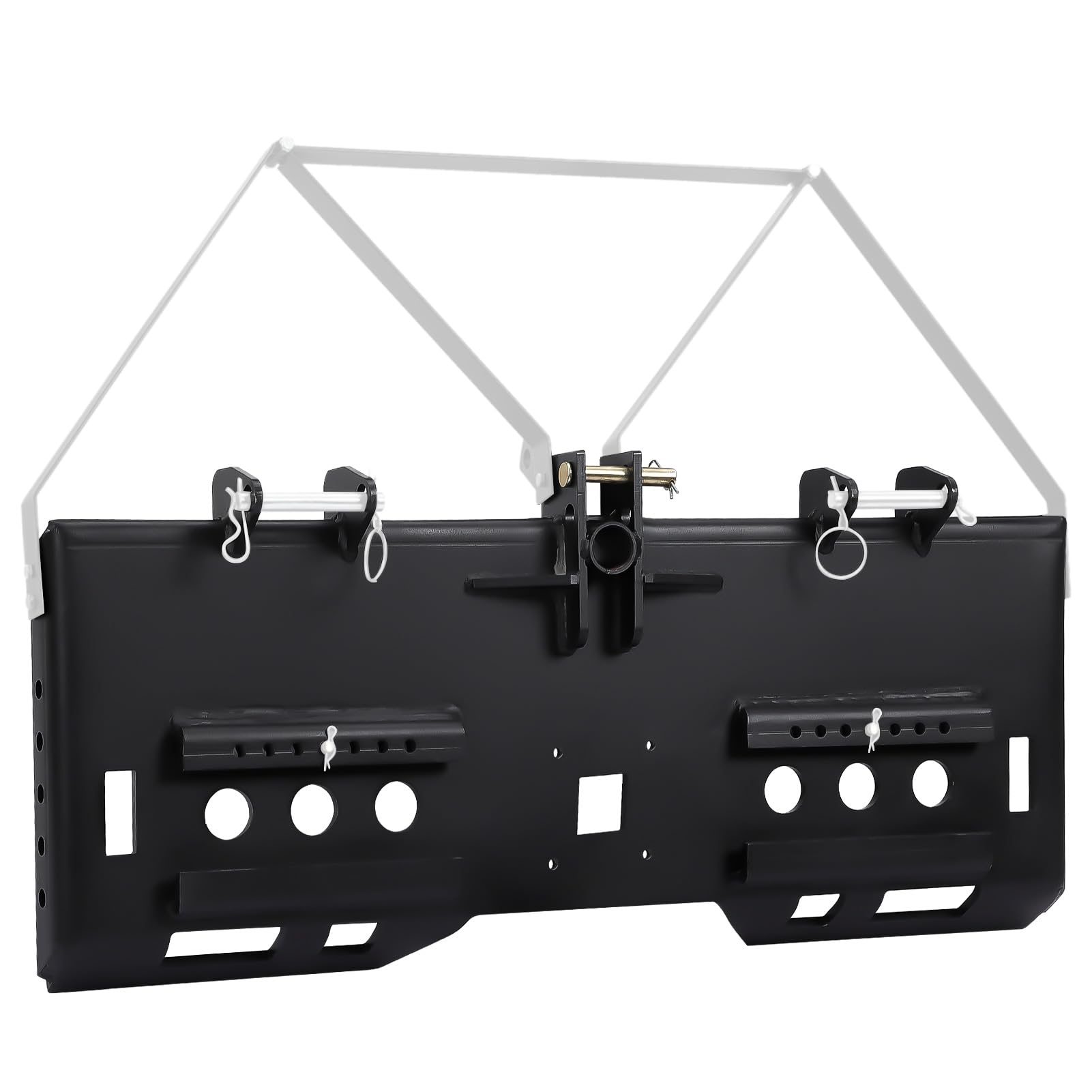 Garvee 1/2" Skid Steer Mount Plate Compatible for Detachable 2" Receiver & Cat1 Connector & 17" 49" Hay Spear & 48'' Pallet Forks, Universal Quick Tach Loader Plate Fits Kubota Bobcat Tractor