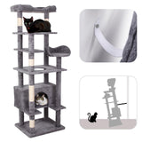 Garvee Cat Tree Tower, Multi-Level Indoor Cat Playground, Faux Fur Lounging Spot, Scratching and Exercise Post, with Anti-Tip Kit - Gray