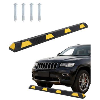 Garvee 72 Inch Heavy Duty Rubber Parking Curb With Reflective Stripes For Garage And Driveway, Yellow Black