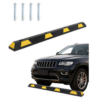 Garvee 72 Inch Heavy Duty Rubber Parking Curb With Reflective Stripes For Garage And Driveway, Yellow Black