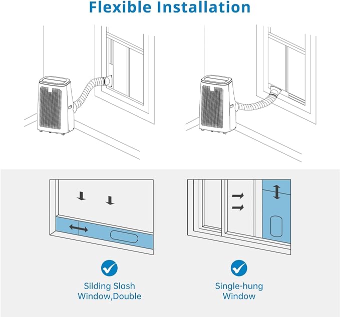 Garvee Portable Air Conditioners, 14000 BTUs Portable AC Unit 3-in-1 Cooling, Dehumidifier & Fan, Standing A/C Portable Air Conditioner for Room Up to 750 Sq. Ft, 24H Timer, Window Kits