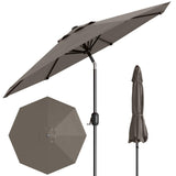 Garvee 9 ft Outdoor Patio Umbrella with 8 Sturdy Ribs, Crank Lift, Push-Button Tilt & UV-Resistant Waterproof Canopy for Pool, Deck, Yard & Garden, Taupe - Taupe