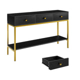Garvee Console Table with 3 Drawers, Long 54.4" Entryway Table with Metal Frame, Narrow Sofa Table for Hallway, Living Room, Foyer, Office, Corridor, Black - Black