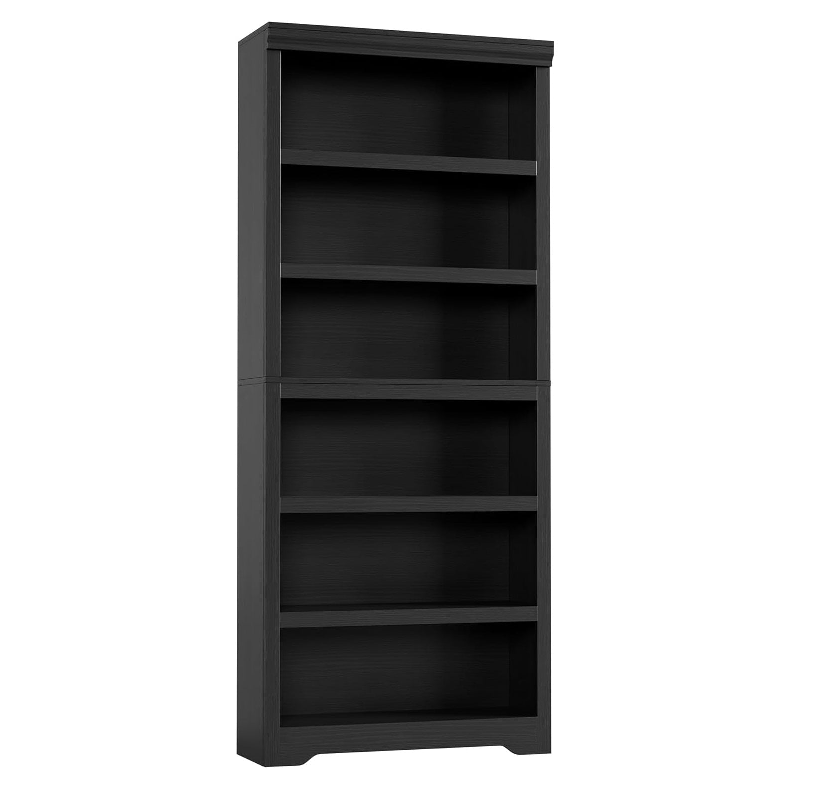 Garvee 6 Tier Bookshelf, 75" Tall Farmhouse Bookcase with Adjustable Shelves, 31.5" W Floor Standing Open Display Storage Rack with Anti-Slip Design for Home Office, Balcony, Library, Study / Living Room, Black