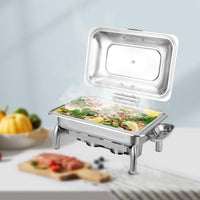 Garvee 9 Quart Roll Top Chafing Dish Buffet Set, Full Pan Chafer, Rectangle Hydraulic Pressure Stainless Steel Set, for Wedding, Parties, Banquet, Catering Event, 1 Pack