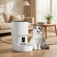 Garvee Automatic Dog & Cat Feeder 4L, Programmable Up to 6 Timed Meals, Portion Control, Dual Power, Stainless Steel Bowl, Easy to Clean, Dampness-Proof, Smart Food Dispenser, White