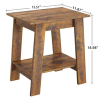 Garvee End Table, Small Side Table, Nightstand With 2-Tier Storage Shelf, Wood Bedside Table, Narrow Side Table Living Room, Side Table for Small Spaces, Bedroom, Entryway, Farmhouse, Rustic Brown