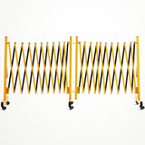 Garvee Metal Expandable Barricade, 11 Ft Folding Security Gate, Rotatable & Portable Expandable Barricade Gate Outdoor, Industrial Expandable Barricade Gate with Casters, Yellow&Black - Yellow and Black