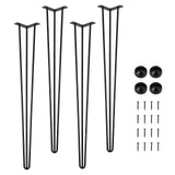 Garvee Hairpin Furniture Legs - 20" Metal Table Legs, Rubber Floor Protectors, for Nightstand, Coffee Table, Desk Black, 4PCS Set - Hairpin Shape Style 1 3 Rods 20 Inches