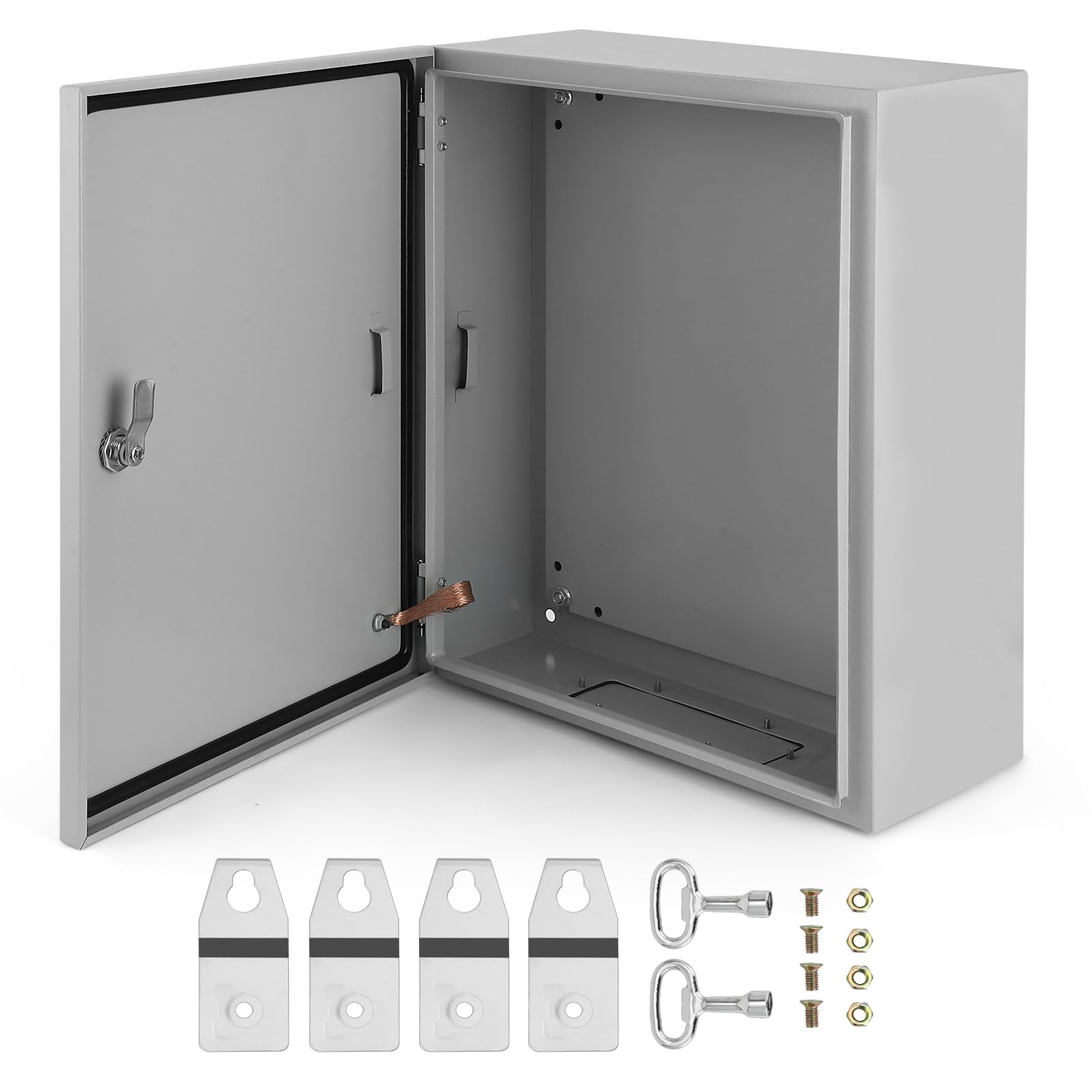 Garvee Outdoor Electrical Box 20x12x10 inches,Steel Junction Box,IP66 Waterproof & Dustproof,Carbon Steel,Lock & Mounting Plate,Indoor & Outdoor Use