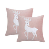 Garvee Set of 2 Throw Pillow Covers,Modern Soft Velvet Sofa Square Cushion Pillowcases for Christmas Home Decor, Elk Patterns, Pink, 18 x 18 Inch - Pink