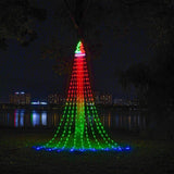 Garvee Outdoor String Lights Christmas Star Fairy Lights 8 Modes RGB Waterfall String Lights with Topper Star 16FT 308LED Christmas Lights for Outdoor Decor Christmas Tree