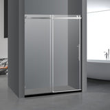 Garvee Frameless Sliding Shower Door 3/8" Clear Tempered Glass 76x60 Inch Brushed Nickel Bathroom