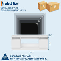 Garvee Modern TV Stand for TV Up to 75" TV, 70 ''White Television Console Table Cabinets With Storage,Wooden Entertainment Center for Living Room, Fits Into 36'' Electric Fireplace(Not Included Fireplace)