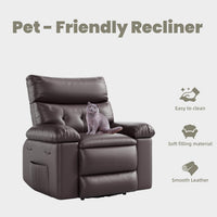 Garvee Oversized Wide Massage Recliner Chair, PU Leather Large Manual Recliner for Adults, Ultimate Comfort Lazy Boy with 1.5X Sponge Filling and Easy Recline Mechanism for Relaxation, Coffee