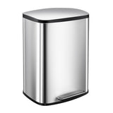 Garvee 13Gal Stainless Steel Kitchen Trash Can, 50L Pedal Heavy Duty Hands-Free Garbage Can, Commercial Brushed Step Waste Bin for Bathroom Bedroom Home Office