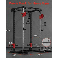 Garvee Power Cage Multi-Functional Power Racks with Dual Pulley Systems for Home Gym 1200 LBS Steel Frame Fitness Squat Rack Black