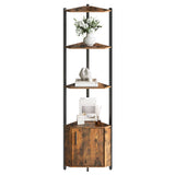 Garvee 5 Tier Corner Shelf Stand Metal Frame Wood Shelves for Living Room Bedroom Kitchen Bathroom, 58” Tall, Black - Brown
