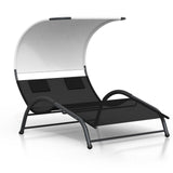 Garvee Double Outdoor Chaise Lounge Chair with Canopy – Lightweight, Durable Patio Lounger with Shade for Poolside, Backyard & Garden