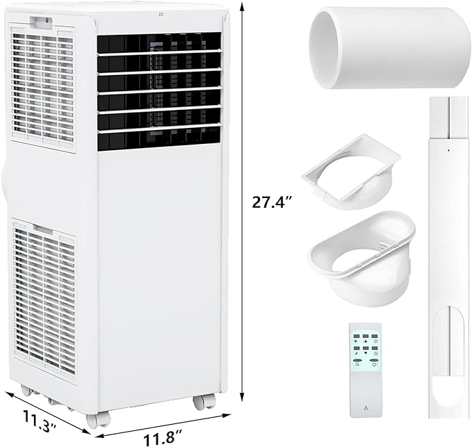 Garvee 8,000 BTUs Portable Air Conditioner Whisper-Quiet Sleep Mode, Fast Cooling, Easy Mobility with 360° Casters, and Simple Installation for Rooms up to 350 sq.ft