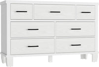 Garvee 7-Drawer White Dresser with Metal Handles + Large Storage Capacity + Wood Construction + Anti-Tip Safety + Modern Design for Bedroom, Closet, Living Room, White