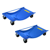 Garvee Car Wheel Dolly Set Heavy Duty Steel Tire Skates with Gloves Lockable Casters Handle for Garage Auto Repair 2260 KG Black - Blue