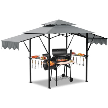 8x5FT double-tiered grill gazebo with UV-resistant fabric canopy, perfect for outdoor BBQs.