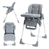 Garvee Baby High Chair, Multifunctional Infant Highchairs with Adjustable Height and Recline, Foldable High Chair for Babies & Toddlers, High Chair with Removable Tray Easy Clean (Dark Grey) - Dark Grey