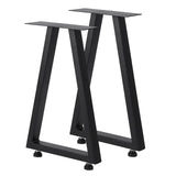Garvee Metal Table Legs 22"x14.8" - Heavy Duty, Black Industrial Rustic Design, for Dining, Coffee, Writing, and Garden Tables (2PCS) - black - Trapezoid