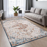 Garvee Large Rug 8x10 Vintage Distressed Carpet Accent Rugs Boho Vintage Area Rug Non-Slip Throw Rugs for Bedroom Living Room Dining Room, Red/Beige - Red