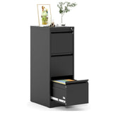 Garvee 3-Drawer File Cabinet with Lock, Heavy Duty Vertical Filing Cabinets for Home Office, Secure Locking Metal Steel Storage Cabinet for Letter/Legal Size File, Assembly Required, Black - Black