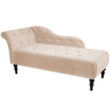 Garvee Velvet Upholstered Chaise Lounge Recliner with Rolled Arm, High-Density Foam, Wood Frame, Solid Oak Legs, 60.6" L x 27.5" W x 28.3" H, Perfect for Bedroom, Living Room, Office - beige