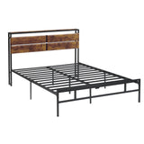 Garvee Metal Full Size Platform Bed Frame + Storage Bedside + Rustic Vintage Wood Headboard + Strong Metal Slats Support + No Box Spring Needed + 12.6 Inches Mattress Foundation + Bedroom - vintage