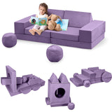 Garvee Kids Couch, 12 Pcs Cubicle Couch Kids Sofa for Playroom, Toddler Sofa Modular Kids Play Couch, Child Sectional Sofa Convertible Foam Couch for Boys and Girls, Purple - Purple