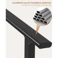 Garvee Hand Rails for Outdoor Steps, Metal Stair Railing Handrail, 2 Steps, Black, Adjustable Height & Angle, Weather-Resistant
