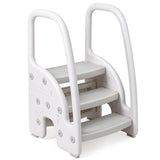 Garvee Step Stool for Kids Toddler Step Stool with Handle, Step Stool for Kids Bathroom Sink, Kitchen Counter & Potty Stool, Adjustable Toddler 2 3 Step Stool Standing Tower for Bathroom & Kitchen Counter - Grey