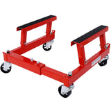 Garvee Motorcycle Engine Cradle Dolly - 1500 lbs Heavy-Duty Design with Rubber Pads, 360-Degree Swivel Wheels, Adjustable Width and Height for Four-Wheelers, Red - Red