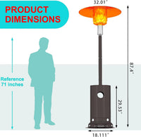 Garvee Patio Heater, 48,000 Btu Portable Heater With Patio Cover, Propane Outdoor Heaters for Patio, Backyard, Balcony With Wheels (Bronze)