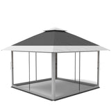 Garvee 12' × 12' Pop Up Gazebo Tent, Double Roof Patio Canopy with Mosquito Netting, Grey - Grey