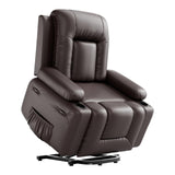Garvee PU Leather Power Lift Recliner Chair With Massage and Heat, Adjustable Furniture for Back, Legs w/ 3 Positions, Usb Port, Side Pocket (Coffee, 27" Seat Width+Cup Holders) - Coffee